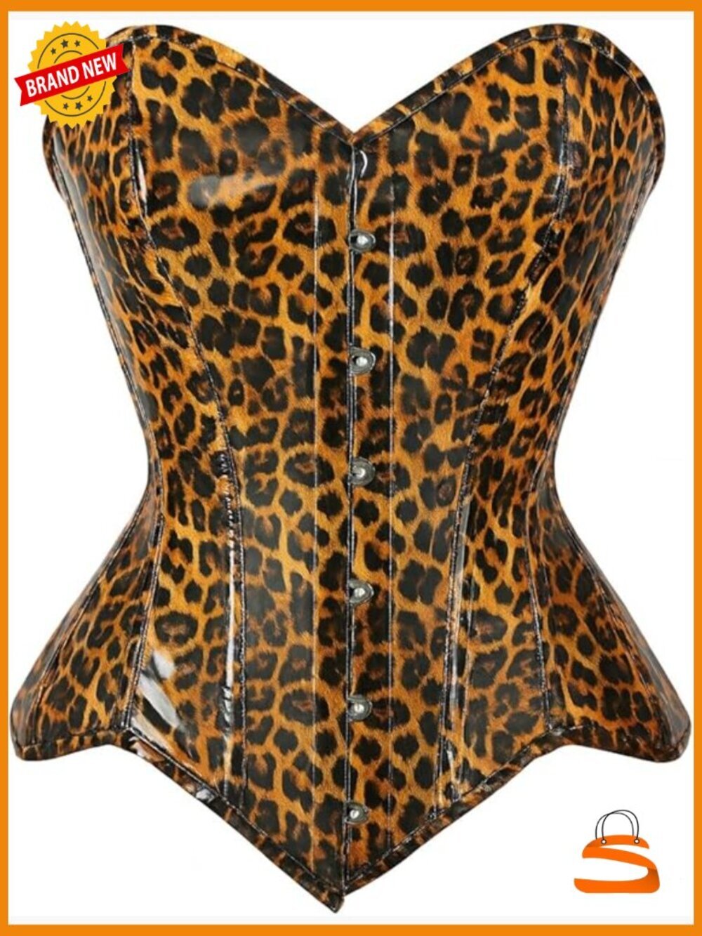 PVC Steel Boned Overbust Corset Waist Cincher Bustier Top Plus Size